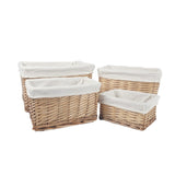 4 Piece Wicker Storage Baskets With Liner Set V915-MB0055