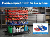 Giantz 74 Bins Storage Rack Double Sided Mobile Garage Workshop Tools Organizer BIN-RACK-78-AB