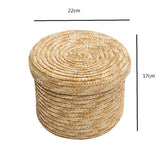 1Pc Handmade Straw Woven Storage Lid Snack Organizer Storage Laundrys Rattan Flower V1370-AZ4-03902