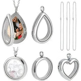 3 Styles Locket Pendant Necklace 304 Stainless Steel Memory Floating Charms Round Memory Necklace V1188-CYX-J02-759