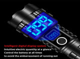 High Lumen LED Flashlight Rechargeable Zoomable Tactical Torch with LCD Power Display Black V1308-DSZKI-493