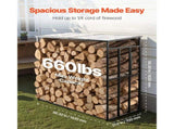 Firewood Rack with Sloped Roof, 143cm Outdoor Firewood Holder, 1/4 Cord Log Storage Shed, 299kg Max V952-HWDCJ4FT20MMZB5Q6001V0