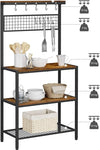 Industrial Kitchen Baker's Rack with Storage Shelves 10 Hooks and Metal Mesh Shelf 84 x 40 x 170 cm V178-11123