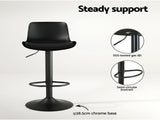 Artiss 2x Bar Stools Padded Seat Gas Lift Black BA-KJ-GL-BPP-SPU-BKX2