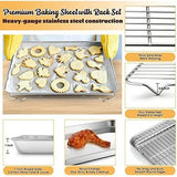 Half Sheet Baking Pan with Rack, Stainless Steel Oven Cookie Sheet Set for Cooking, 18 x 13 In V1188-MS-721-198