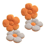 SOGA 2X Orange Flower Cushion Shaped for Floor and Sitting Throw Pillow SCUSHION097X2