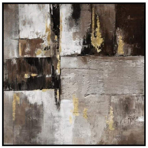 100X100cm Earthy Elegance Black Framed Hand Painted Canvas Wall Art V411-SOK-HMTWF-11292SD