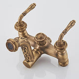Clawfoot Bathtub Faucet with Handheld Shower 2-Function Wall-Mounted Tub Faucet Set, Dual Cross V1107-113-90096-BRO-A