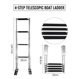 Telescoping Marine Ladder with 316 Stainless Steel Frame and Anti-Slip Steps for Boats, Yachts, V1341-ZY-ZC93S74A-4-STEP