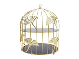 Gold Bird Cage Shape 2 Tier Cupcake Cake Stand Cosmetics Storage Rack Jewelry Display Holder Multi V1294-YM0901-3117250124611