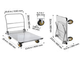 Platform Truck, 907.18 kg Capacity, Heavy Duty Steel Flatbed Cart with Swivel Wheels and Handle, V952-ZDPBC2000LBSULEYG001V0