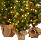 Christabelle Set of 3 Pre-Lit Christmas Trees Green Pine LED Lights Hessian Base Individual Plu 112_HZGB3