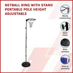 Netball Ring with Stand Portable Pole Height Adjustable V63-798747