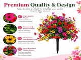 Artificial Outdoor Flowers, UV Resistant Artificial Outdoor Flowers with Ground Spike, Realistic Low V1366-AZ2-W-10815