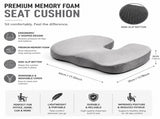 Grey Memory Foam Seat Cushion - 44 x 35 x 6 cm Polyester Chair Pad, Anti-slip bottom,Thickened V888-ELOSUNG56049-3