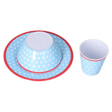 3 Piece Set of Salad Tableware Fruit Snack Plate Bowl and Cup Set Salad TablewareLight Blue Dots V1294-YM0523-3118210289912