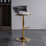 2x Height Adjustable Swivel Bar Stool Velvet Golden Base Barstools Chairs Padded Seat- Grey V255-GP1762-GRY