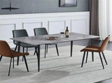 Glossy Gray Rectangular Stone Dining Table With Slim Black Legs V767-JJ-XZ327-YDL