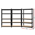 Giantz 3x1.8M Garage Shelving Warehouse Rack Pallet Racking Storage Shelf Black WR-E-9X18-GVN-BKX3