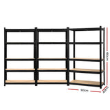 Giantz 3x1.8M Garage Shelving Warehouse Rack Pallet Racking Storage Shelf Black WR-E-9X18-GVN-BKX3