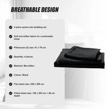 Microfiber Sheet Set 4 Piece Queen Black Deep Pocket Bed Sheets Soft Breathable Easy Care Bedding V63-957851