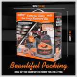 Heavy Duty 9.1M Recovery Tow Straps Snatch Kit - 32,000 LBS Break Strength with D-Ring Shackles for V465-97131-AU-5