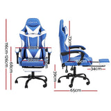 Artiss Gaming Office Chair Executive Computer Leather Chairs Footrest Blue White OCHAIR-G-R4775-FT-BU-WH