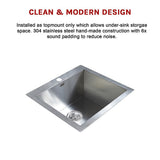 530x505mm Handmade Stainless Steel Topmount Kitchen Laundry Sink with Waste V63-798957