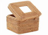 Rattan Tissue Box Cover Square, Hand Woven Wicker Tissue Holder with Hinged Top Lid, for Toilet Home V1366-AZ2-W-15746