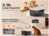 Transparent Orange and White Smart Motion Sensor Wireless Pet Water Fountain - 2L Cordless Quiet V888-ELOSUNG55265-4