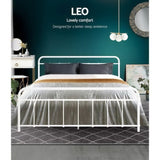 Artiss Bed Frame Metal Frames LEO - Queen MBED-C-LEO-Q-WH