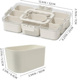 Snackle Box Container, Portable 9 Compartments Divided Serving Tray with Lid and Handle, Clear Snack V1258-DP02-C-575