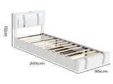 Levede Single Bed Frame Leather Headboard RGB 2 Drawers BF1069-S