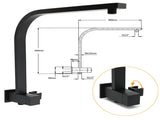WELS Matt Black Square 10" Shower Head 3 Modes Handheld Gooseneck Arm Twin Taps Set V1233-A702BHS002M4CBKSS110BCPF0272BK