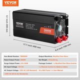 VEVOR Modified Sine Wave Inverter, 5000W, DC 12V to AC 230V Power Inverter with 2 AC Outlets 2 USB V952-XZXNBQ5000WXZA35WV3