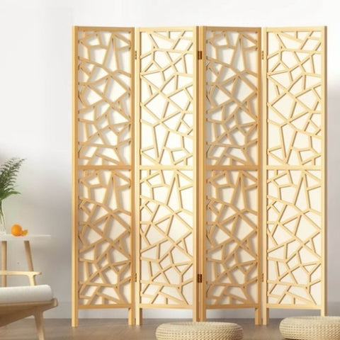 Artiss 4 Panel Room Divider Screen 162x170cm Clover Natural RD-4016-4P-NT