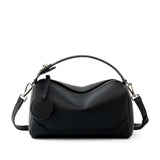 Black Women Genuine First Layer Cowhide Boston Bag Fashionable Handheld Crossbody Shoulder Bag with V888-ELOSUNG43329