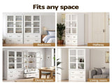 Artiss Buffet Sideboard Cabinets X2 180cm Hutch Storage Kitchen Clear Door White FUR-C-GLASS-SID180-WH-ABCX2