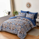 Floral Stripes Comforter Set, King Size, Elegant 3-Piece Bedding with Pillowcases V745-MAB010954AJ3