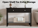 Artiss Console Table Hallway Sofa Entryway Entrance 2 Drawers 80CM Black FUR-U-HS-2D1S-BK