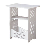 White PVC Side Table Bookcase, Corner BookShelf Storage, Minimalist Wooden Side Table for Bedroom V1369-AZ3-W-10500