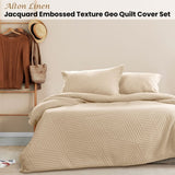 Ardor Alton Linen Jacquard Embossed Texture Geo Quilt Cover Set Queen V442-INT-QUILTCS-ALTON-LINEN-QS