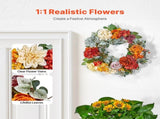 Artificial Decorative Wreath 60.96cm Red Orange Yellow Hydrangea Rose Wreath with Wooden Sign Year V767-VVR-ZSHHXQHMPHCH0I3Y1V0