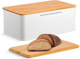 CARLA HOME Bread Bin with Bamboo Lid used as Chopping Board for Kitchen Countertop LSB-36094