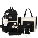 5-Piece School Backpack Set for Students and Teenagers, Black V1188-MS-325-1116