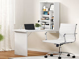 Artiss Computer Desk Office Chair Set PU Leather Wall Mount Foldable Table White DESK-WALL-8147-WH
