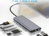 INTACT 9826T 7-in-1 USB-C Adapter HDMI/RJ45/USB3.0*2/SD/TF/ Type-C PD V28-ELEINT9826T