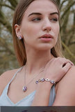 Infinity Love Heart Birthstone Earrings for Women, Crystal Stud Earrings with Healing Stones, V1164-325819