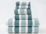 Luxury Cotton Green Wide Stripe Towel Set - 6 Piece Set V888-ELOSUNG11388