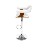 Artiss 2x Bar Stools Gas Lift Leather w/Armrest White BA-TW-8006A-WHX2